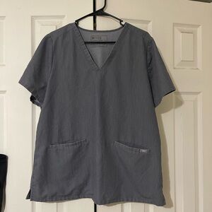 Figs Charcoal Women's Short Sleeve V-Neck Top